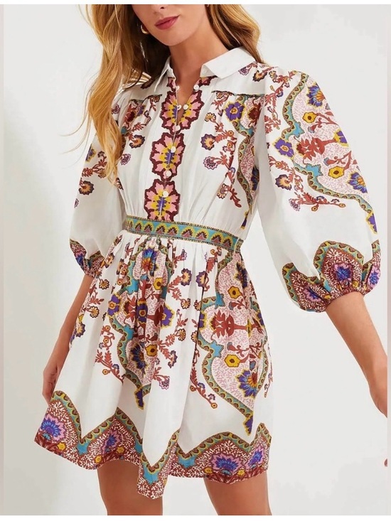 Cleobella Dresses & Skirts - Cleobella Leigh Floral Paisley Puff-Sleeve Mini Dress